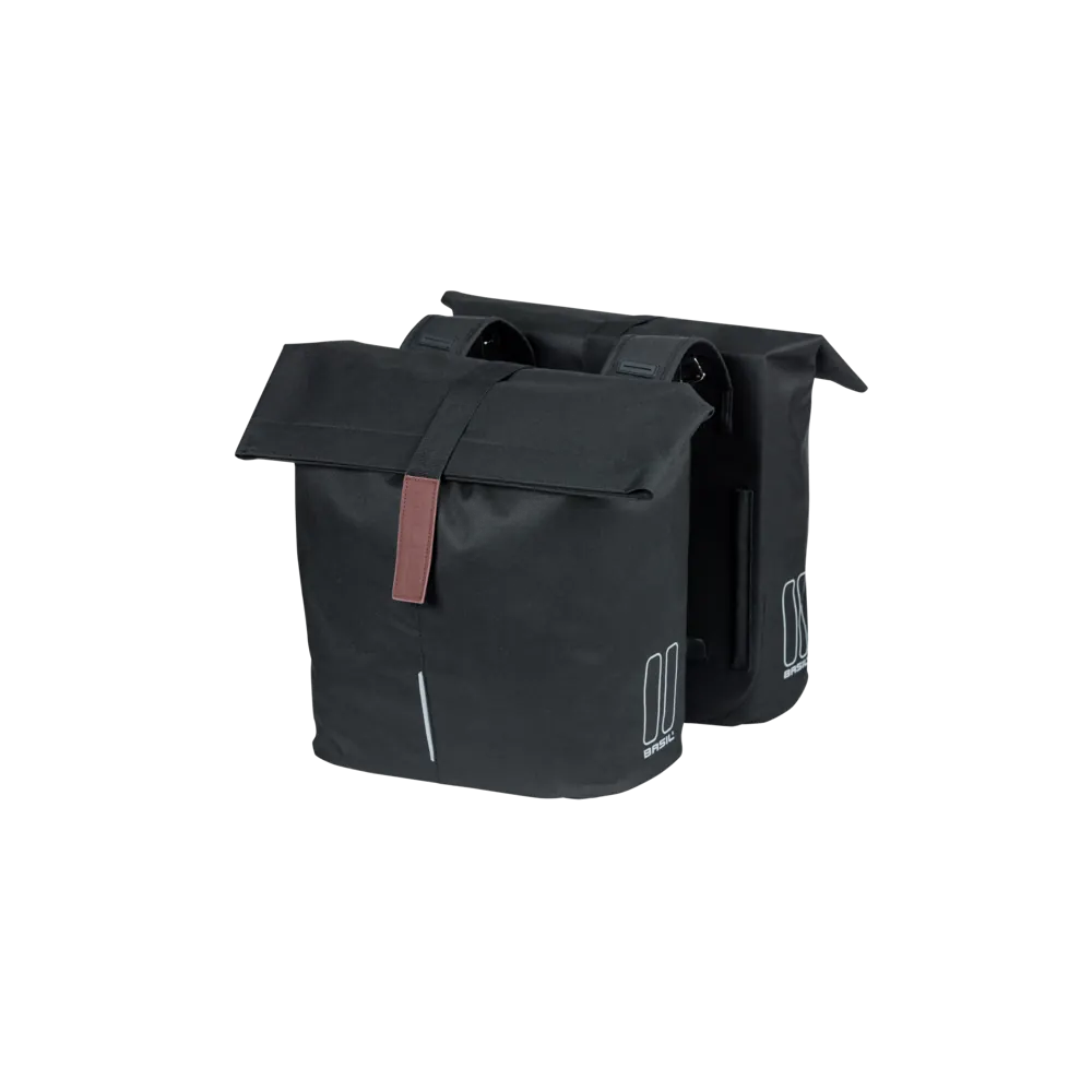 Basil City - dubbele fietstas - 28-32 liter - zwart