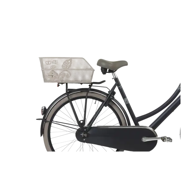 Basil Cento Flower - fietsmand - achterop - nude metallic