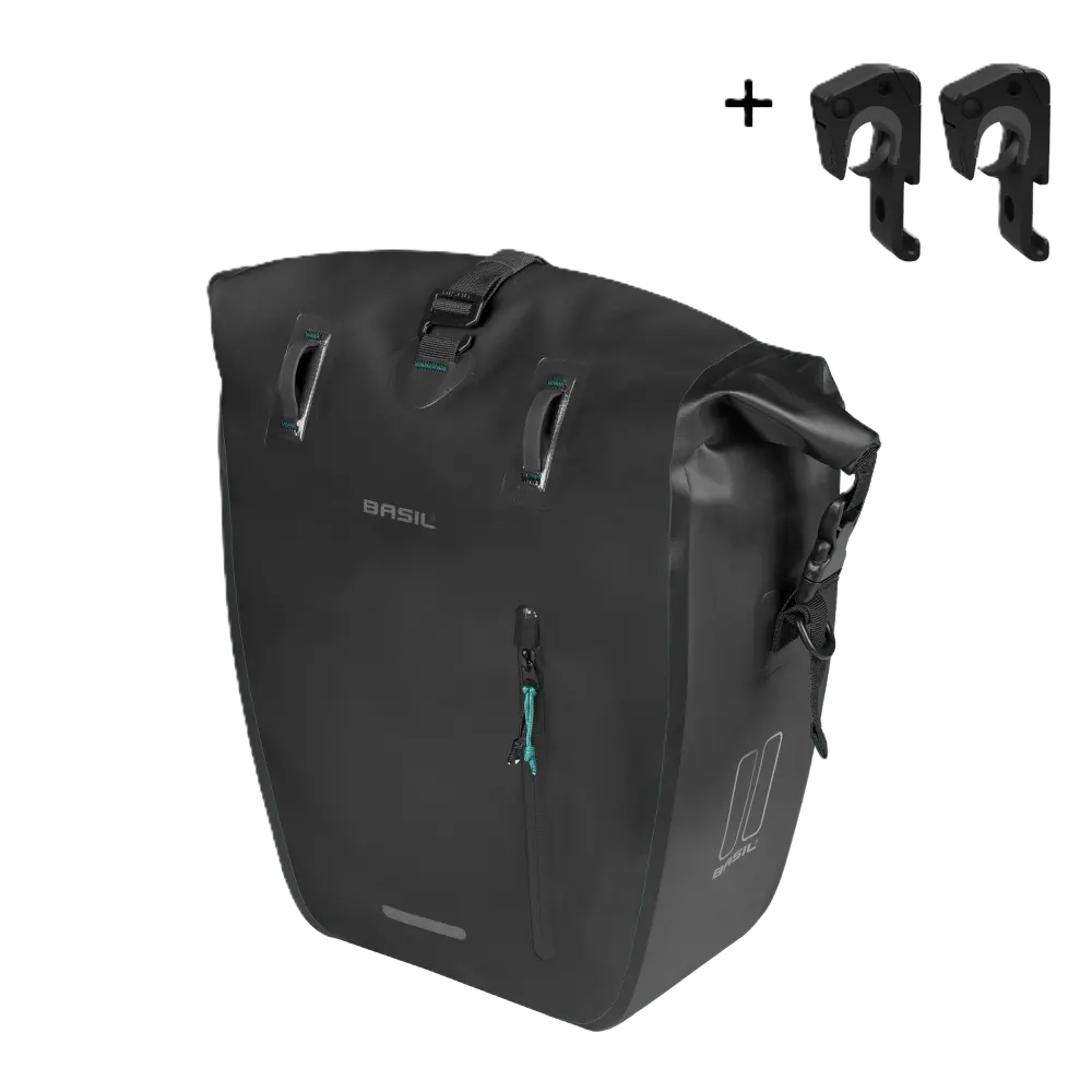 Basil Rivo L - enkele tas tarpaulin MIK Hooks - 25-31L - zwart