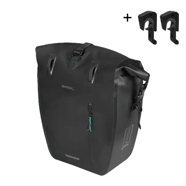 Basil Rivo L - enkele tas tarpaulin MIK Hooks - 25-31L - zwart