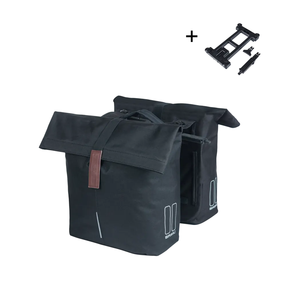 Basil - City - dubbele fietstas MIK - 28-32 liter - zwart