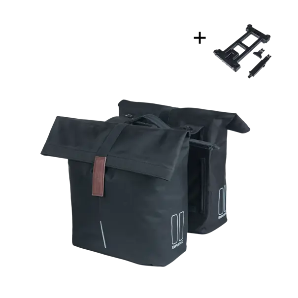 Basil - City - dubbele fietstas MIK - 28-32 liter - zwart