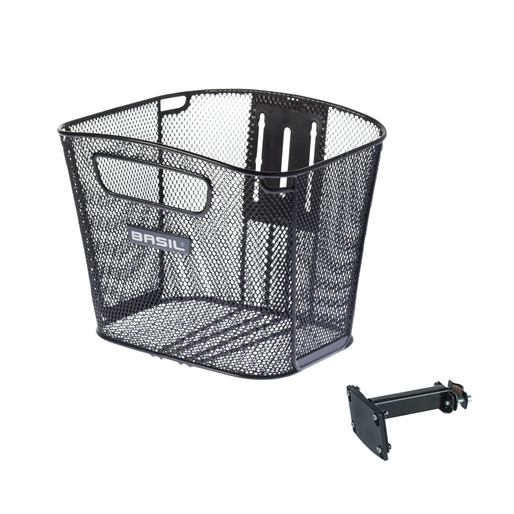 Basil Bold Front FM - fietsmand - voorop - inclusief Basil FM stuurpenhouder - zwart