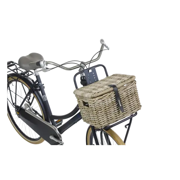 Basil Dax met deksel - fietsmand - S - grijs