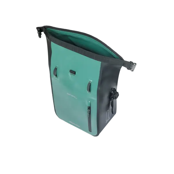 Basil Rivo M - enkele tas tarpaulin MIK Hooks - 12-15L - zilvergroen/zwart