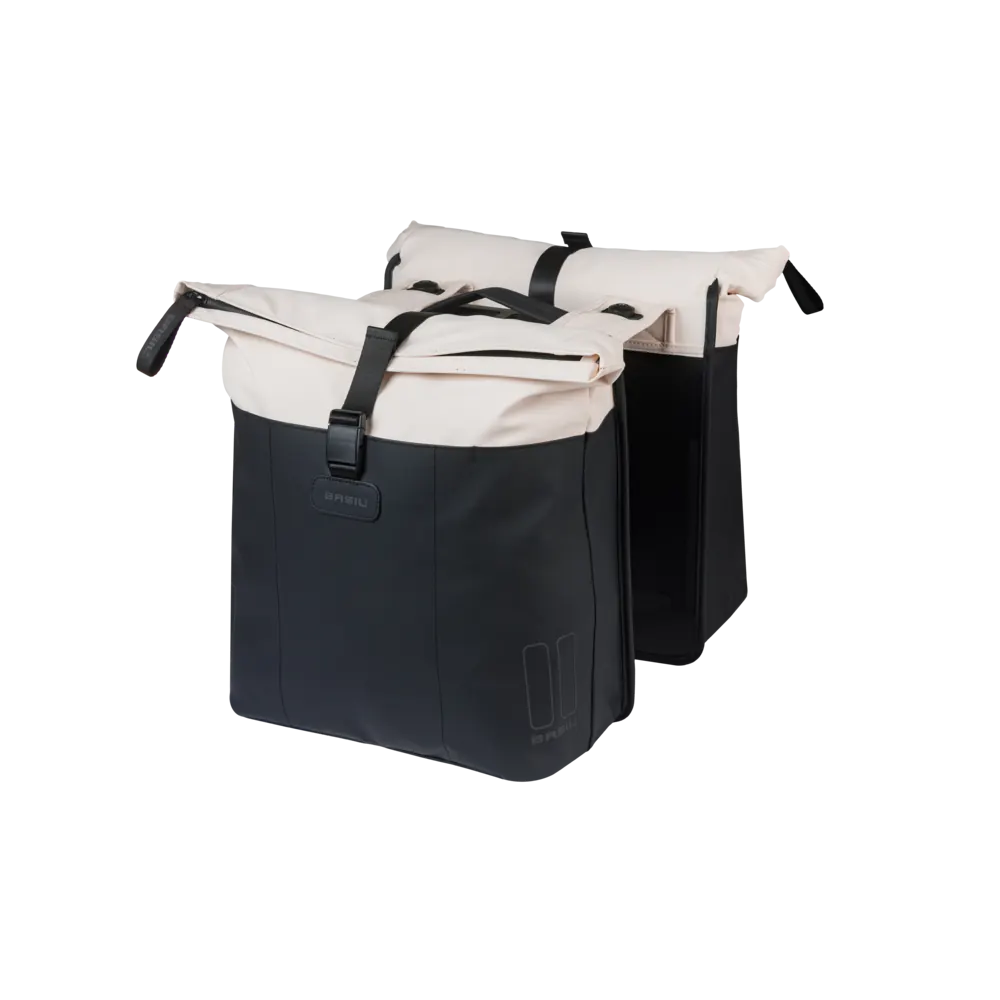 Basil Vive - dubbele fietstas MIK - 28-35L - gebroken wit/zwart