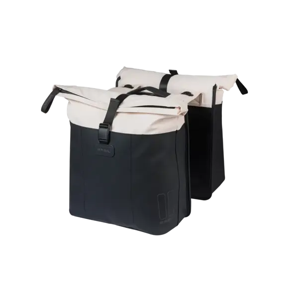 Basil Vive - dubbele fietstas MIK - 28-35L - gebroken wit/zwart