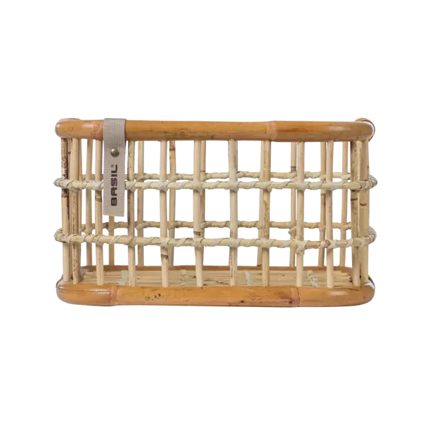 Basil Green Life - rotan fietsmand - medium - voorop natural bruin