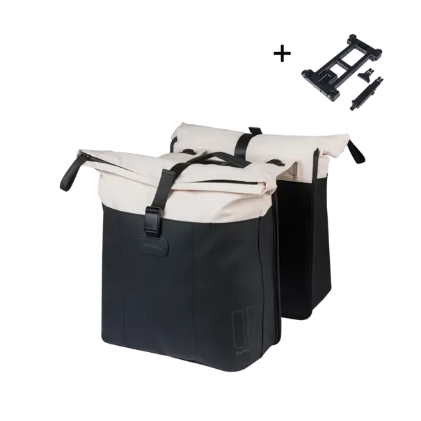 Basil Vive - dubbele fietstas MIK - 28-35L - gebroken wit/zwart