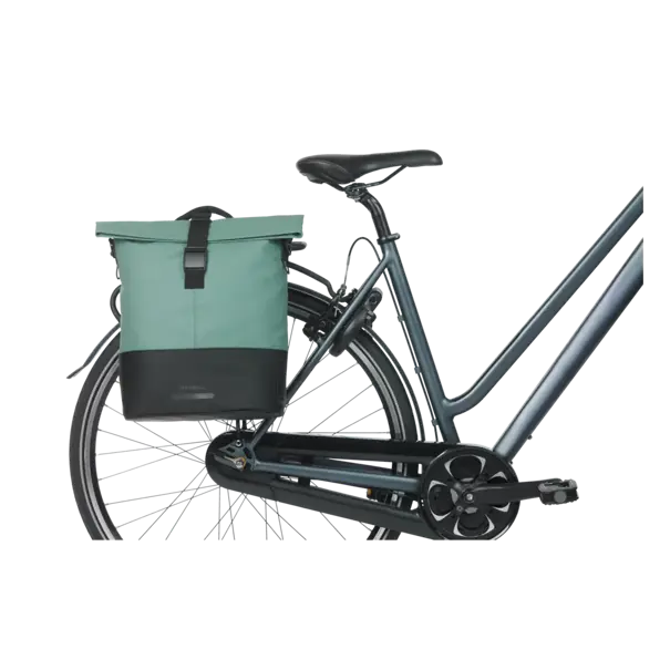 Basil Cove - dubbele fietstas MIK - 28-32L - zilvergroen/zwart