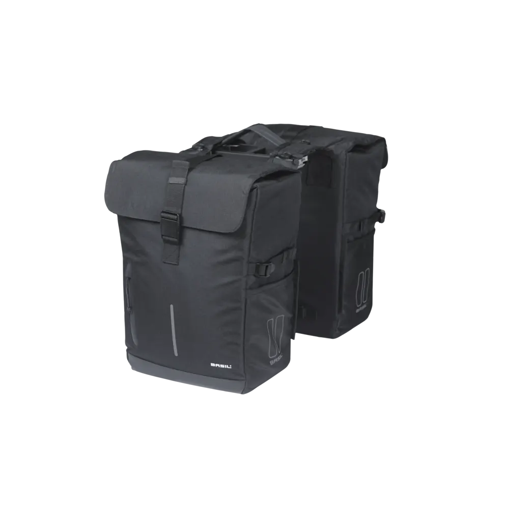 Basil Move -  dubbele fietstas MIK - 30 liter - zwart