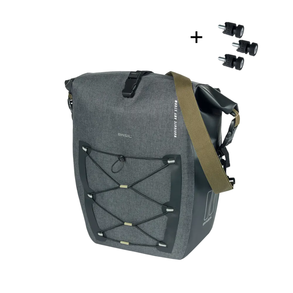 Basil Navigator Storm MIK Studs  L - enkele fietstas - 25-31 liter - zwart