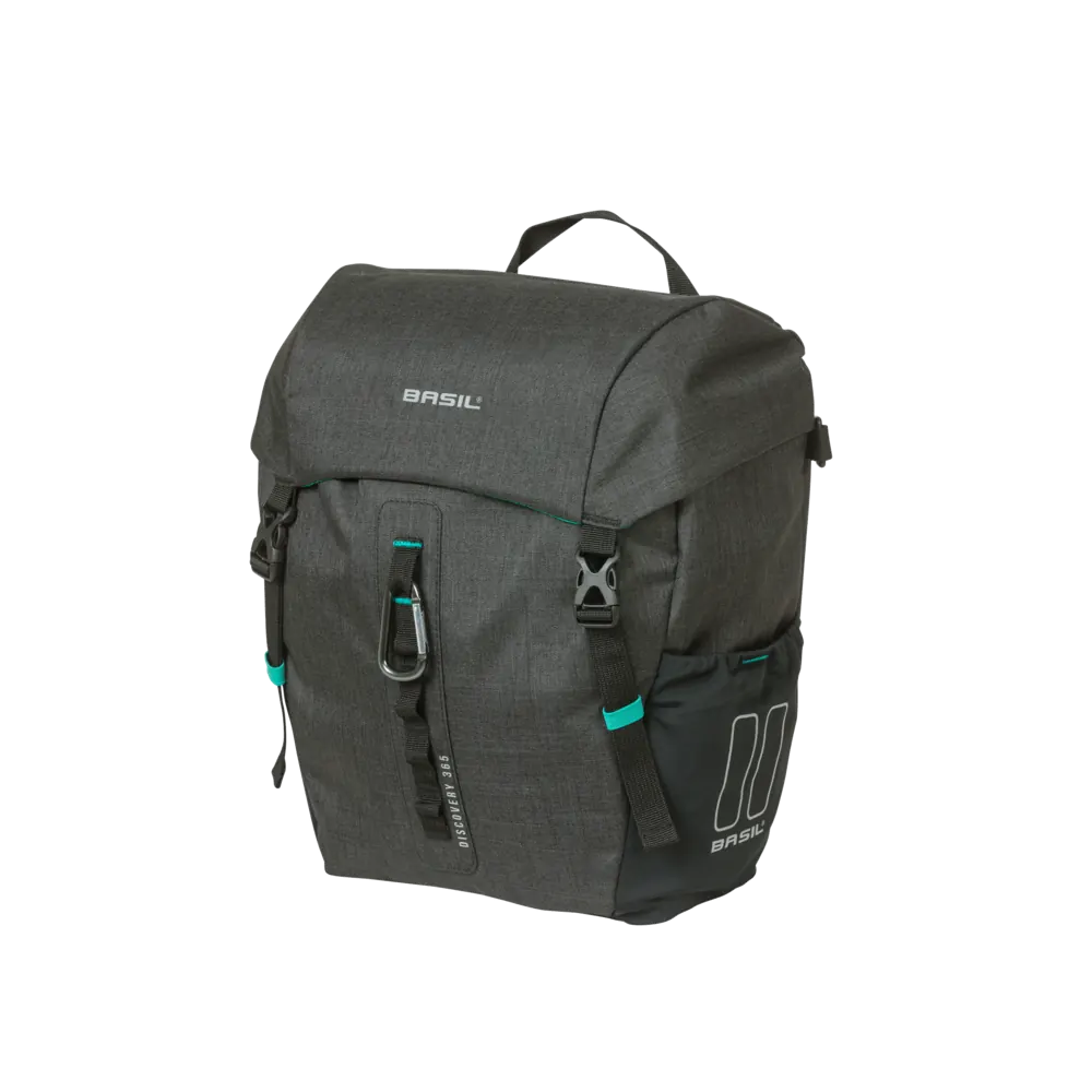 Basil Discovery 365D M - enkele tas MIK Hooks - 9L - zwart gemêleerd