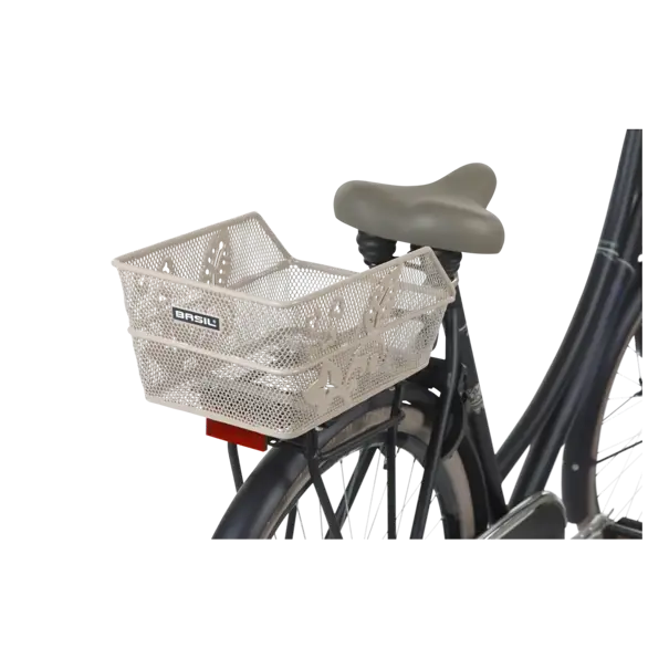 Basil Cento Flower S - fietsmand - achterop - nude metallic
