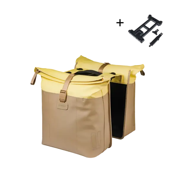 Basil Vive - dubbele fietstas MIK - 28-35L - zand/geel