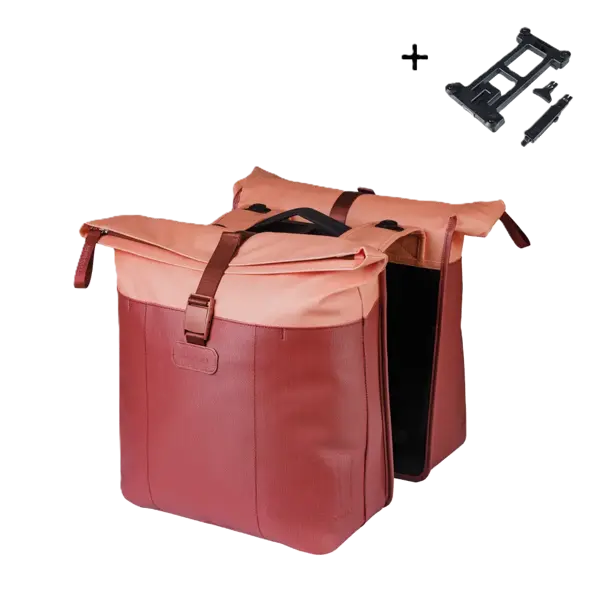 Basil Vive - dubbele fietstas MIK - 28-35L - bordeaux/roze