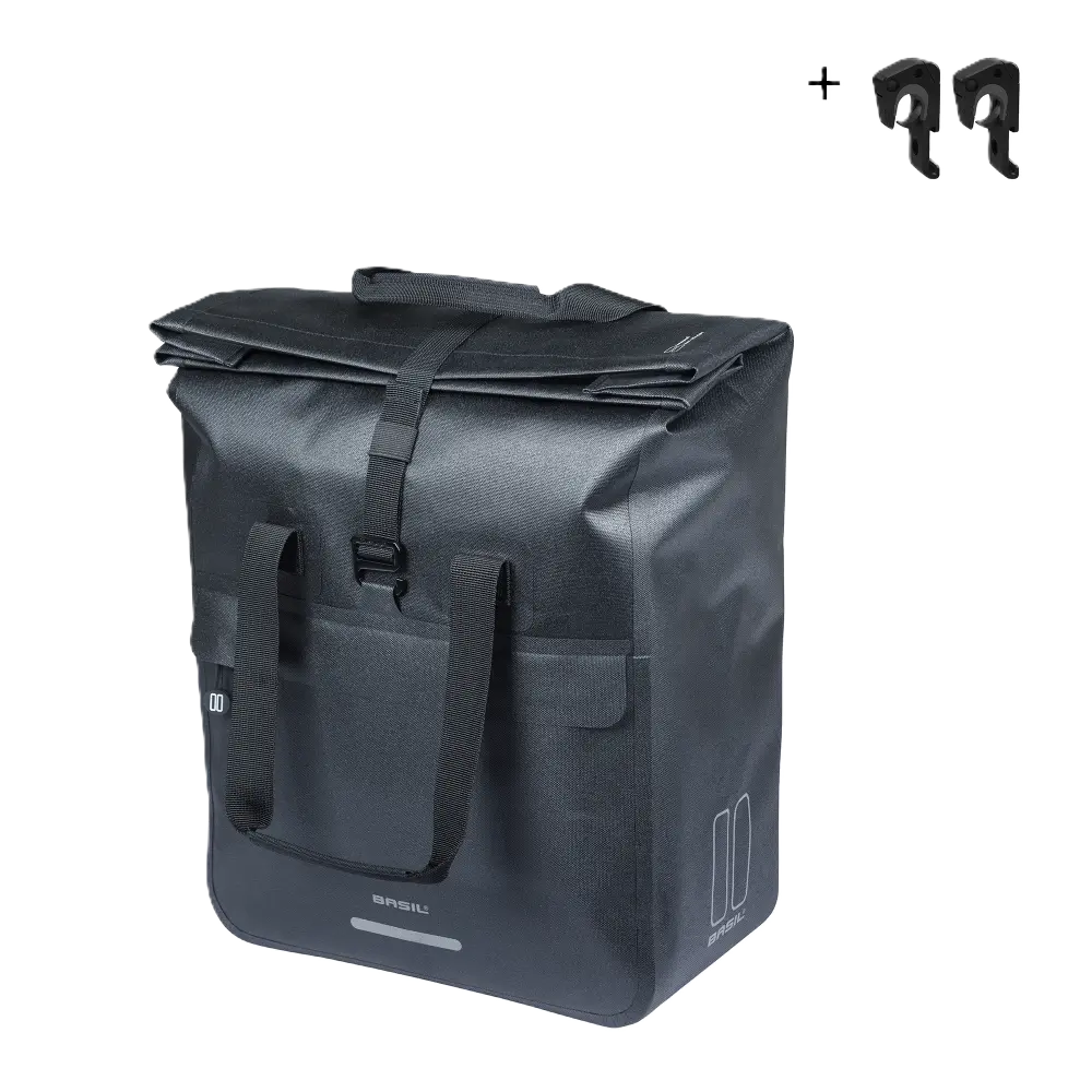 Basil Urban Dry Neo - fietsshopper MIK Hooks - 23-26L - zwart