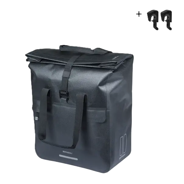 Basil Urban Dry Neo - fietsshopper MIK Hooks - 23-26L - zwart