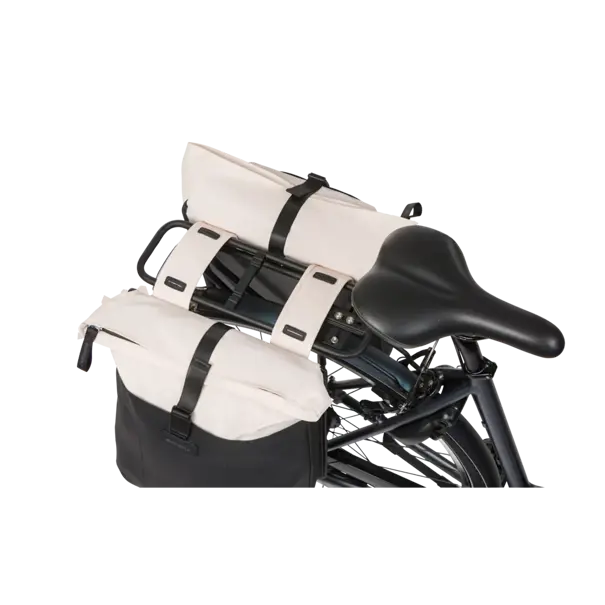 Basil Vive - dubbele fietstas - 28-35L - gebroken wit/zwart