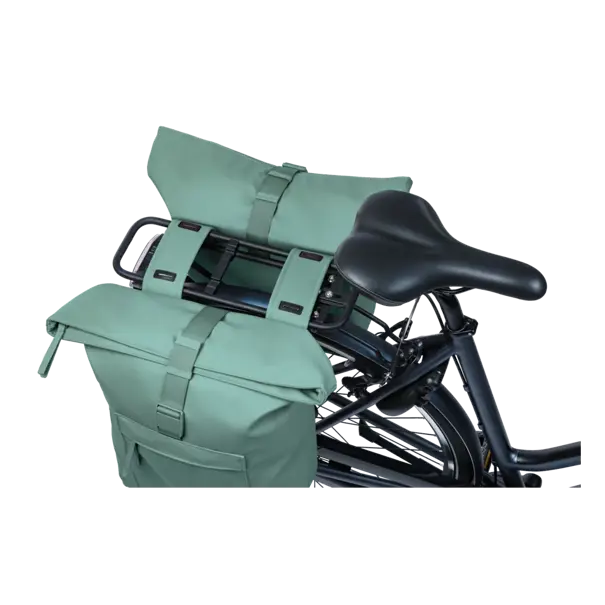 Basil Brooklyn - dubbele fietstas - 41L - zilvergroen
