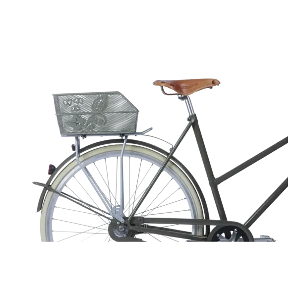 Basil Cento Flower S - fietsmand - achterop - olive green