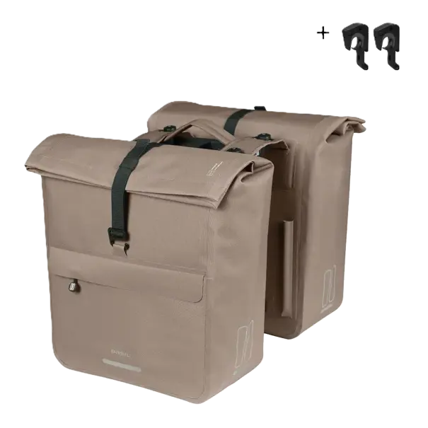 Basil Urban Dry Neo - dubbele fietstas MIK - 46-52L - sage brown