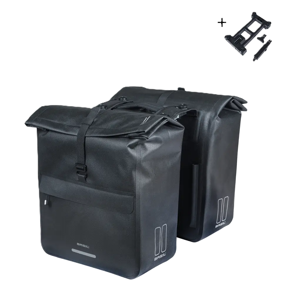 Basil Urban Dry Neo - dubbele fietstas MIK - 46-52L - zwart