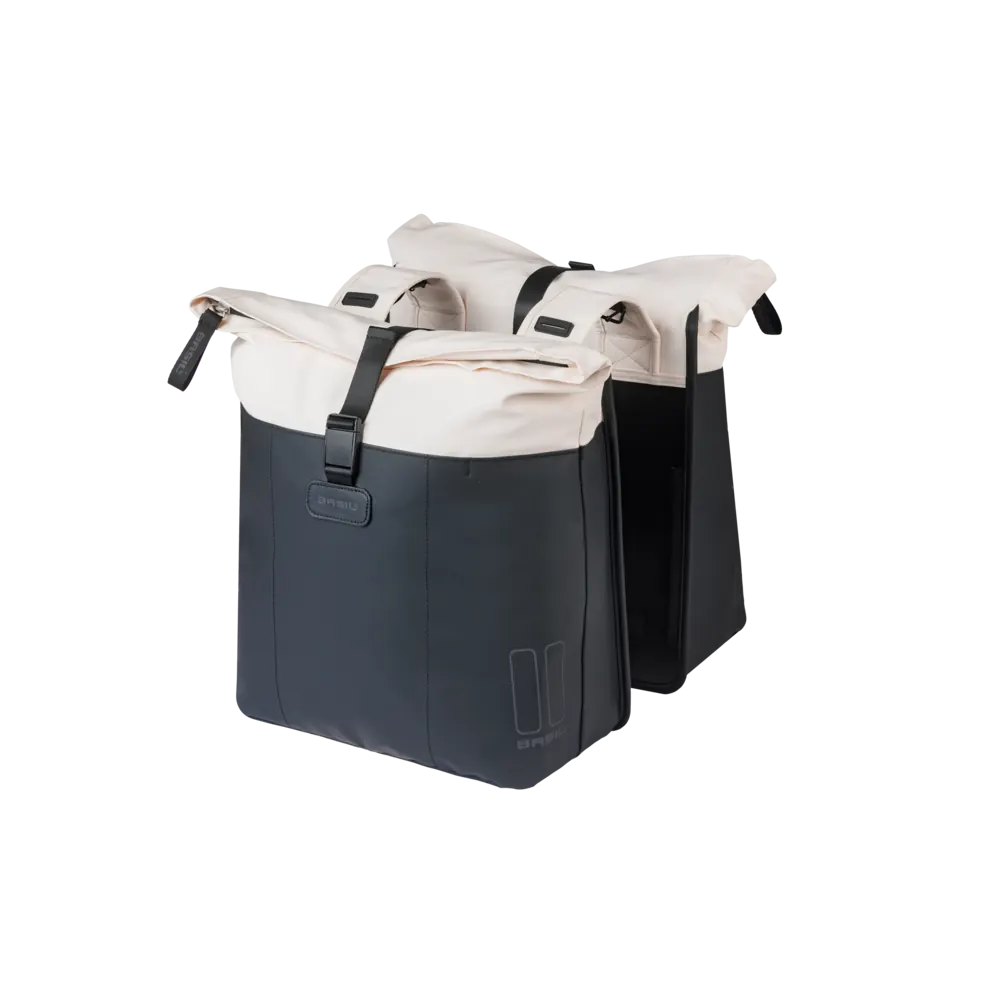 Basil Vive - dubbele fietstas - 28-35L - gebroken wit/zwart