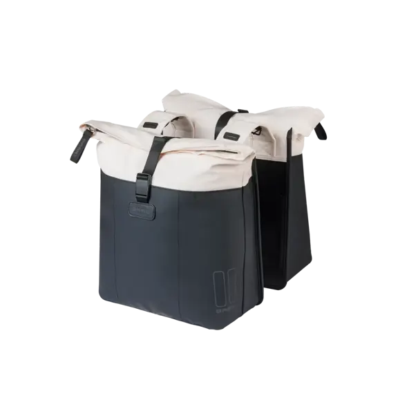 Basil Vive - dubbele fietstas - 28-35L - gebroken wit/zwart