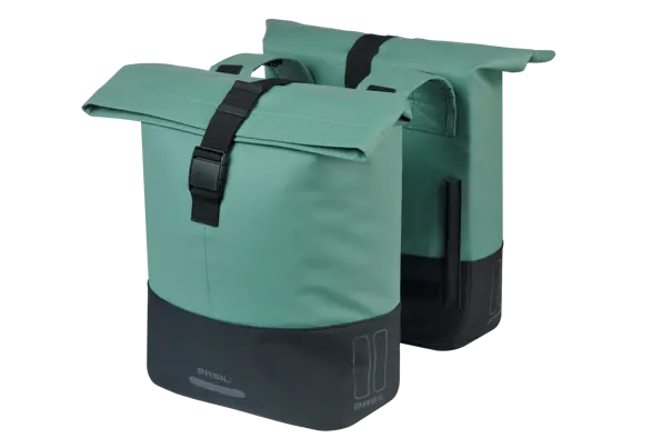 Basil Cove - dubbele fietstas - 28-32L - zilvergroen/zwart