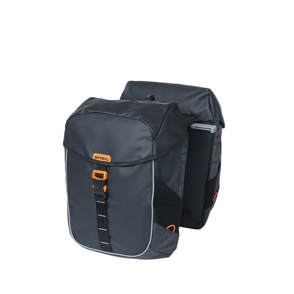 Basil Miles Tarpaulin - dubbele fietstas MIK - 34 liter - zwart/oranje