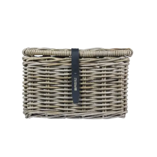 Basil Dax met deksel - fietsmand - S - grijs