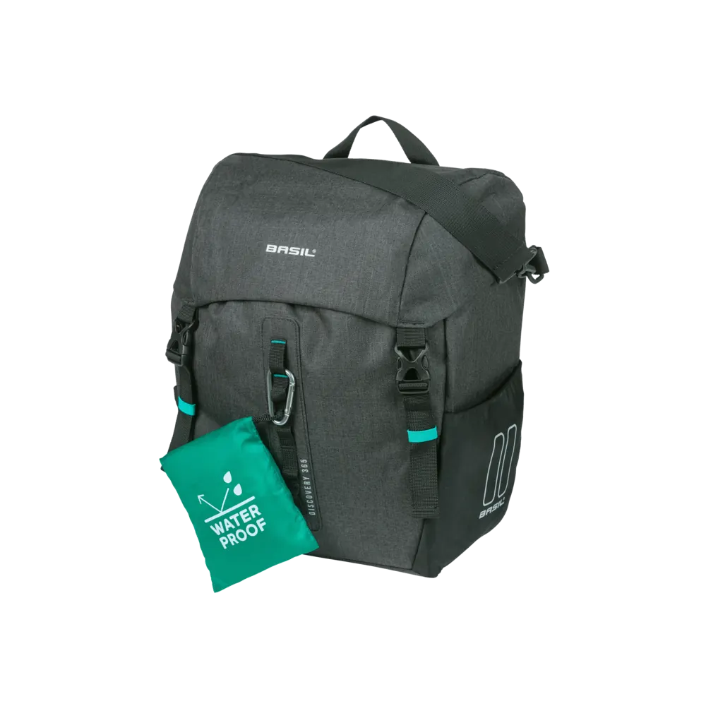 Basil Discovery 365D L - enkele tas MIK Hooks - 20L - zwart gemêleerd