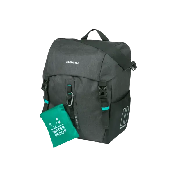 Basil Discovery 365D L - enkele tas MIK Hooks - 20L - zwart gemêleerd