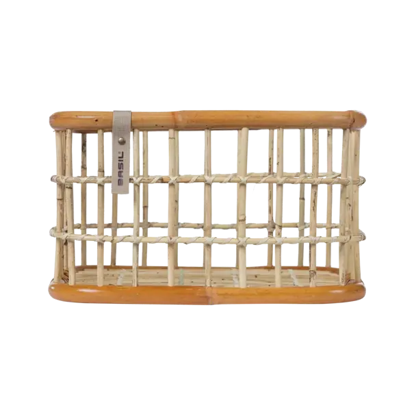 Basil Green Life - rotan fietsmand - large - voorop- natural bruin