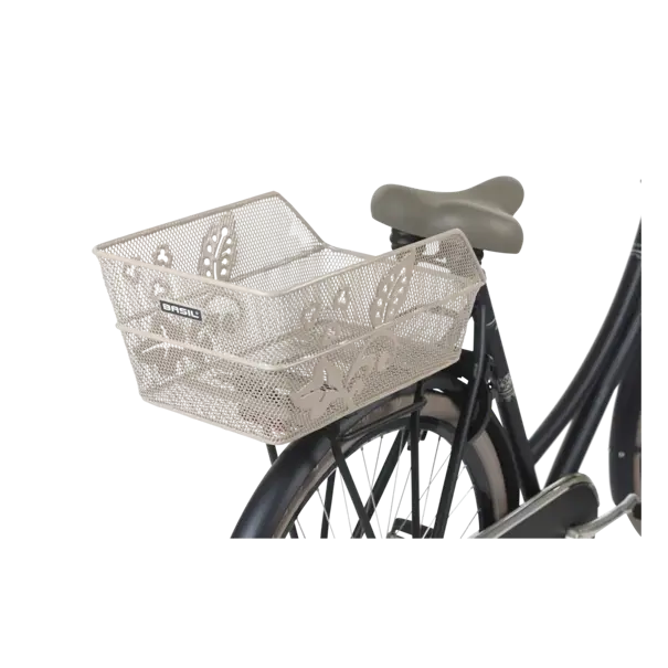 Basil Cento Flower - fietsmand - achterop - nude metallic