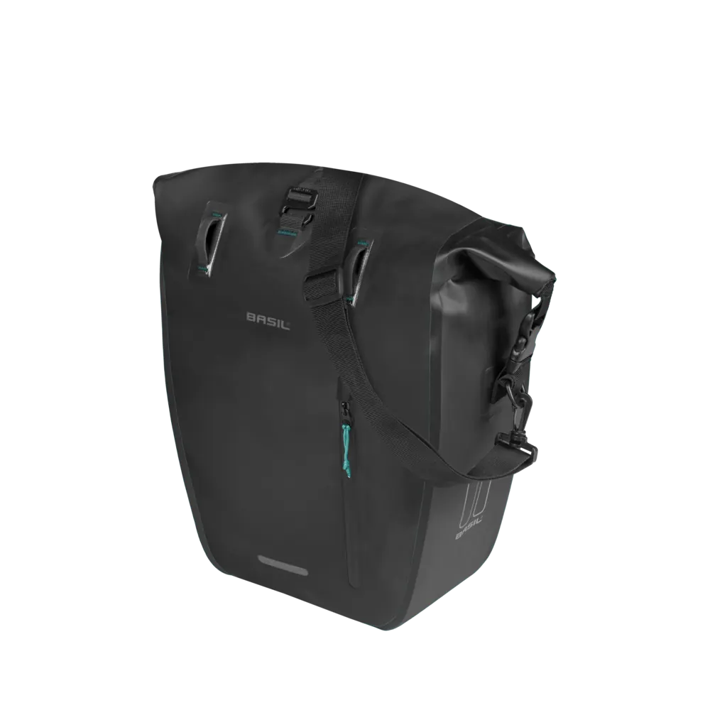 Basil Rivo L - enkele tas tarpaulin MIK Hooks - 25-31L - zwart