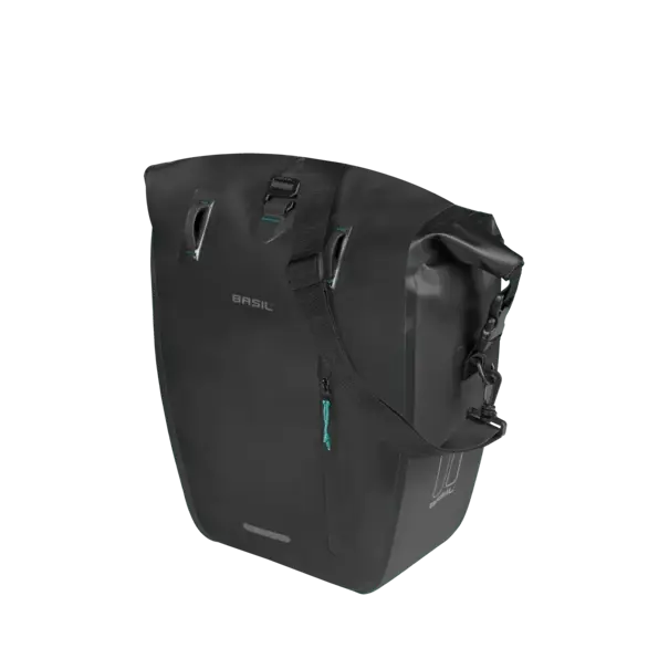 Basil Rivo L - enkele tas tarpaulin MIK Hooks - 25-31L - zwart