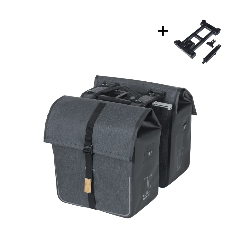 Basil Urban Dry MIK - dubbele fietstas - 50 liter - charcoal mêlée
