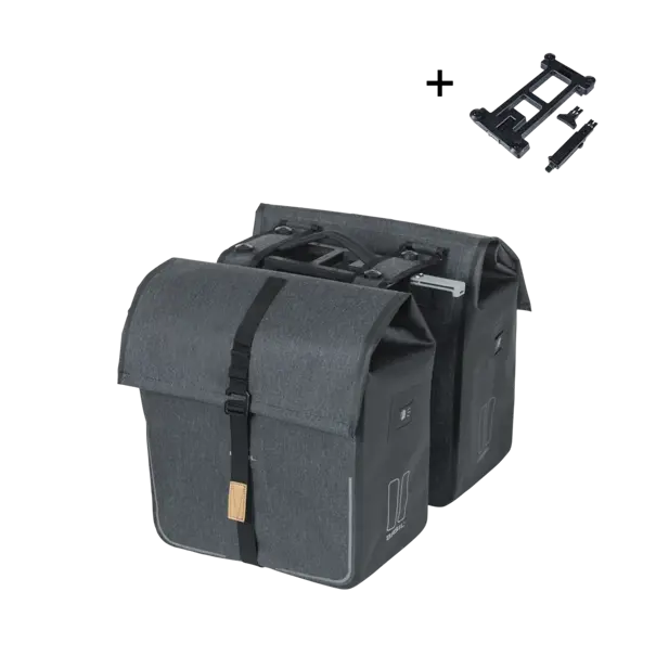 Basil Urban Dry MIK - dubbele fietstas - 50 liter - charcoal mêlée