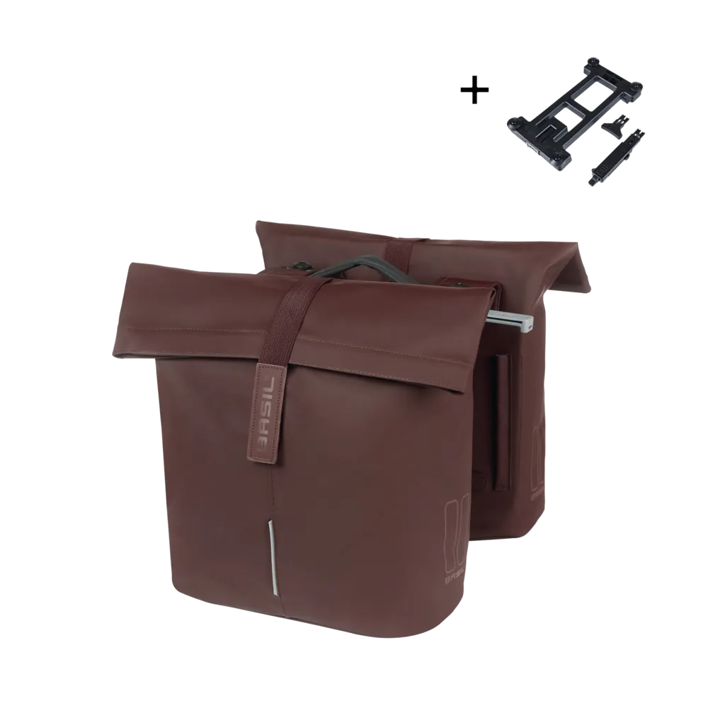 Basil - City - dubbele fietstas MIK - 28-32 liter –roasted brown