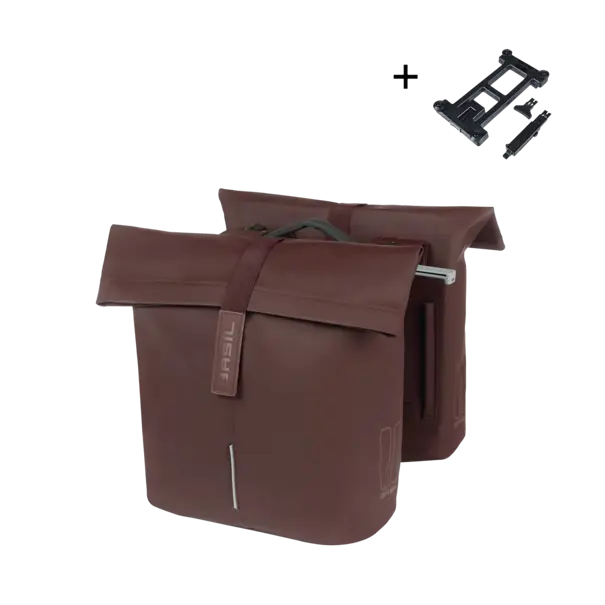 Basil - City - dubbele fietstas MIK - 28-32 liter –roasted brown