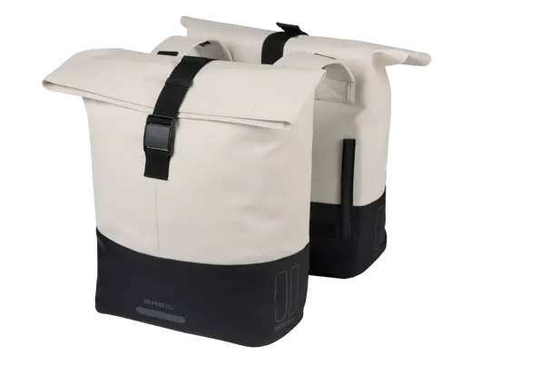 Basil Cove - dubbele fietstas - 28-32L - gebroken wit/zwart