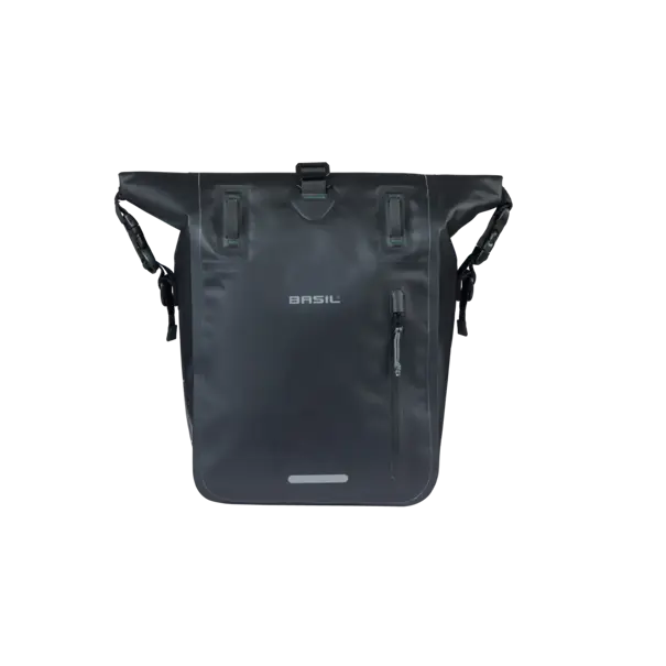 Basil Rivo M - enkele tas tarpaulin MIK Hooks - 12-15L - zwart