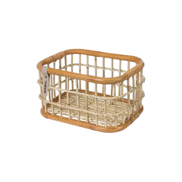 Basil Green Life - rotan fietsmand - medium - voorop natural bruin