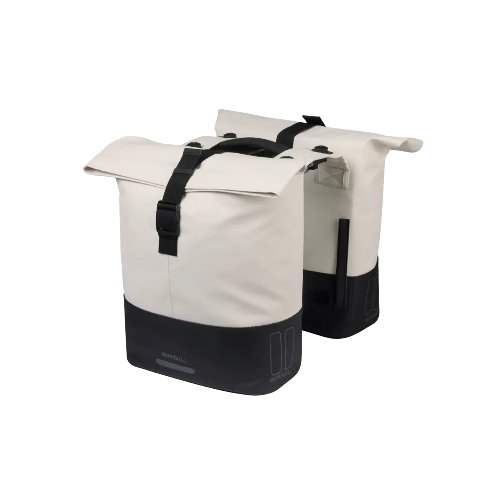 Basil Cove - dubbele fietstas MIK - 28-32L - gebroken wit/zwart