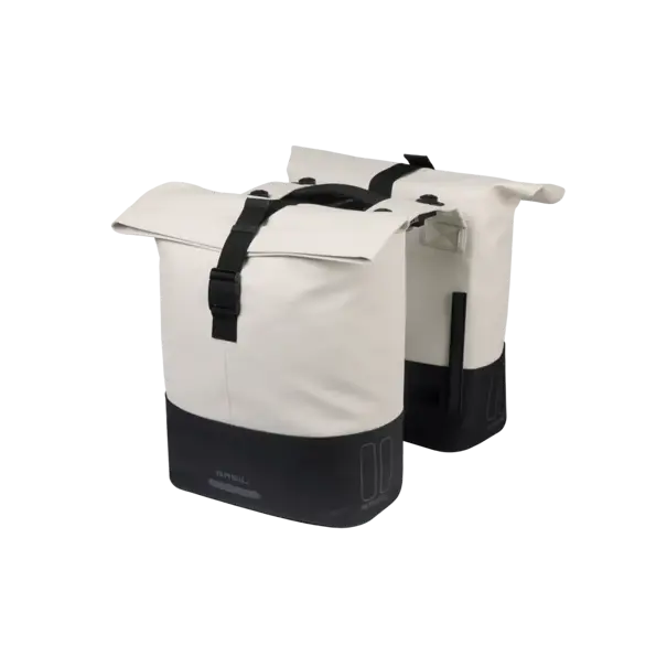 Basil Cove - dubbele fietstas MIK - 28-32L - gebroken wit/zwart