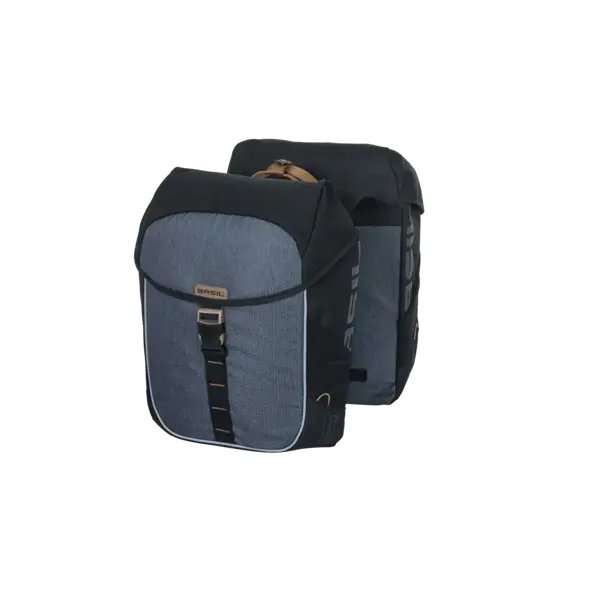 Basil Miles - dubbele fietstas - 34 liter - zwart/grijs