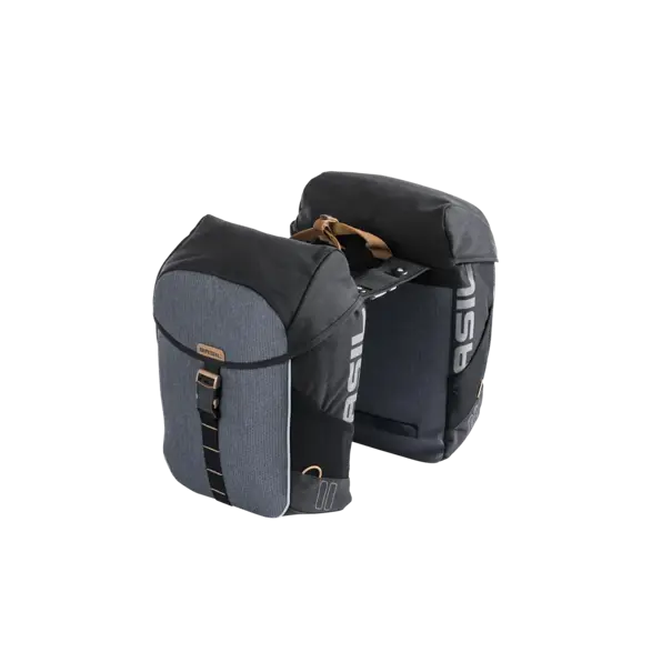 Basil Miles - dubbele fietstas MIK - 34 liter - grijs/zwart