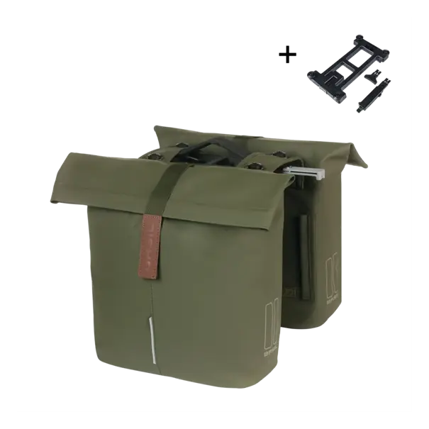 Basil - City - dubbele fietstas MIK - 28-32 liter – moss green